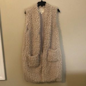 Off-white long white fur vest